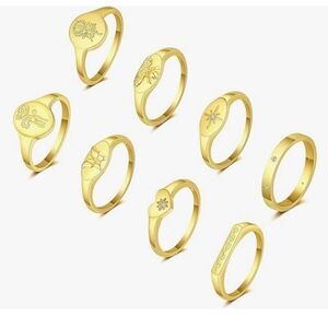 8 Gold Tone Stackable Rings Size 9 NWOT